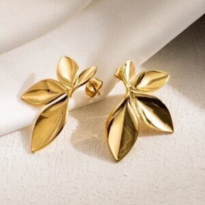 Gold IG Style Leaf Earrings